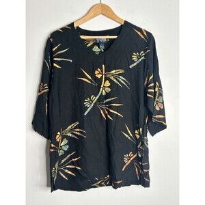 Tropical Tantrum Hawaiian Shirt Batik Wax Art Mens Large Rayon Short Sleeve